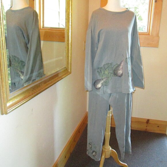 Blue Fish 1998 Richly Painted Pear Themed Long-Sleeve Top and Pocket Pants - Picture 9 of 14